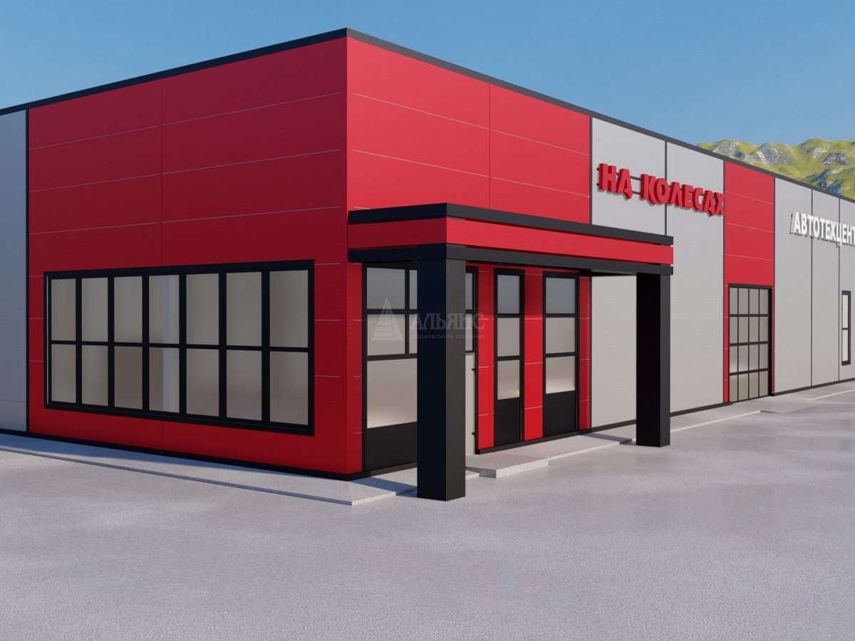 3D визуализация Проект СТО из сэндвич-панелей - фото 2