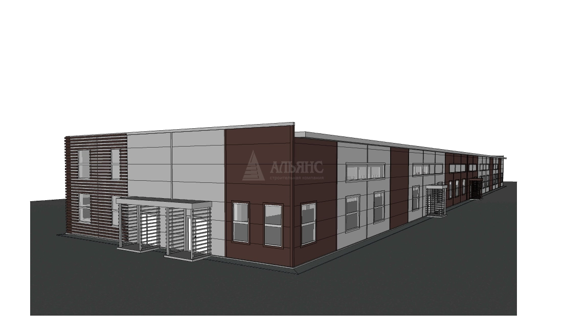 3D визуализация Склад-ангар с АБК из сэндвич-панелей - фото 12