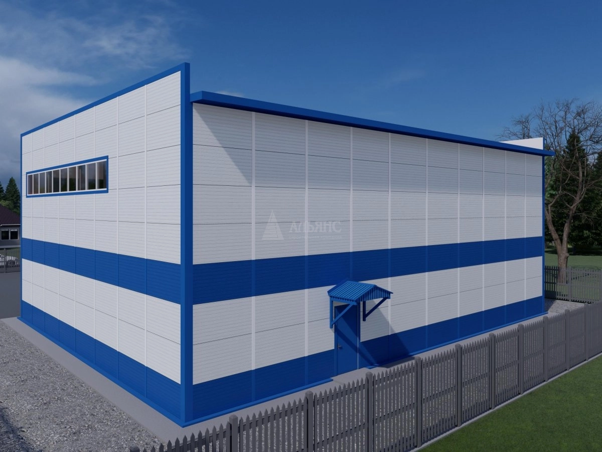 3D визуализация Автомойки из сэндвич панелей, автосервисы, СТО из сэндвич панелей, гаражи из сэндвич панелей, боксы из сэндвич панелей - фото 2